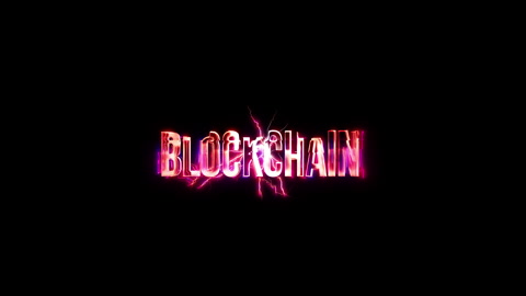 Blockchain glow pink neon abstract Lightning glitch text animation