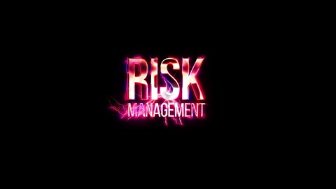 Risk Management pink neon abstract lightning glitch text animation