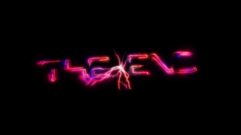 THE END glow pink neon text lightning glitch effect