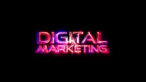 Digital Marketing glow pink neon text lightning glitch effect