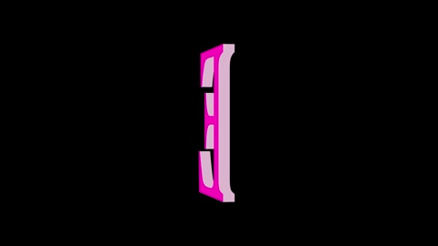 3d E letter logo loopable rotated pink color animation black background