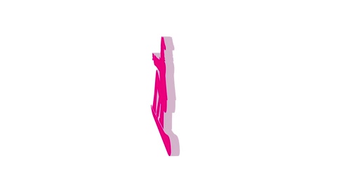 3d snowboarding logo icon loopable rotated pink color animation