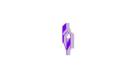 3d bed logo icon loopable rotated purple color animation on white background