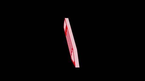 3d pencil logo icon loopable rotated red color animation on black background