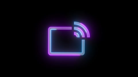 Neon miracast logo small icon cyan purple color glowing animation