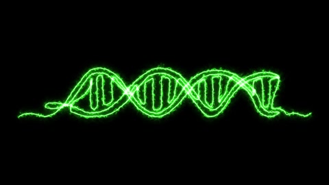 animation logo, burning green DNA