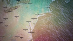 Color Wind Movement Map of the US East Coast, Loop Video [274389908] | 写真素材・ストックフォトのアフロ