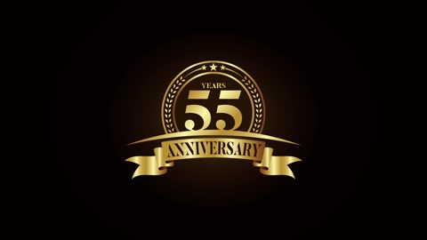 55th years Anniversary logo design animation video footage