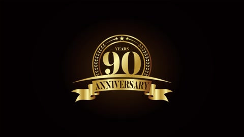 90th years Anniversary logo design animation video footage