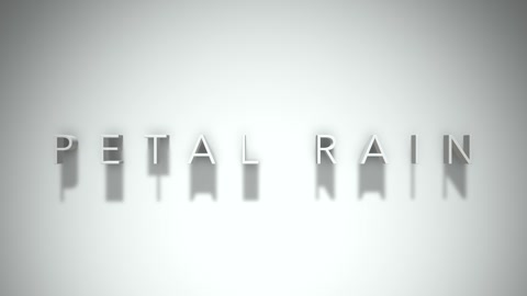 Petal Rain 3D title animation with shadows on a white background