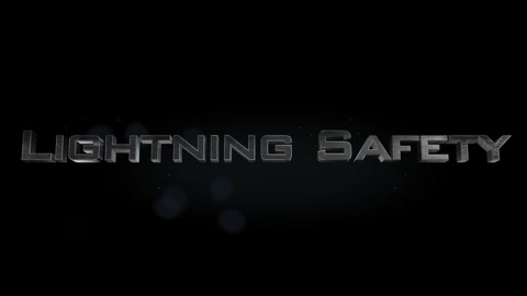 Lightning Safety title metal text on black alpha channel background