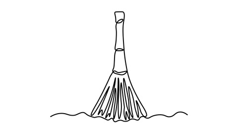 Abstract broom, Self drawing animation one continuous line draw, logo