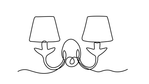 Wall lamp with lampshade, Self drawing animation one continuous line draw, logo