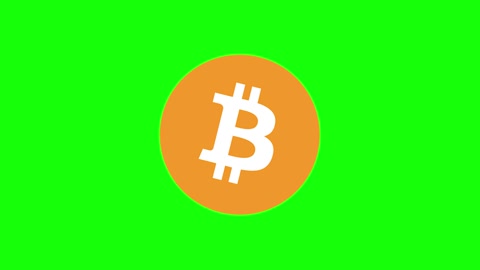 Bitcoin logo animation on vibrant green chroma key, ideal for cryptocurrency